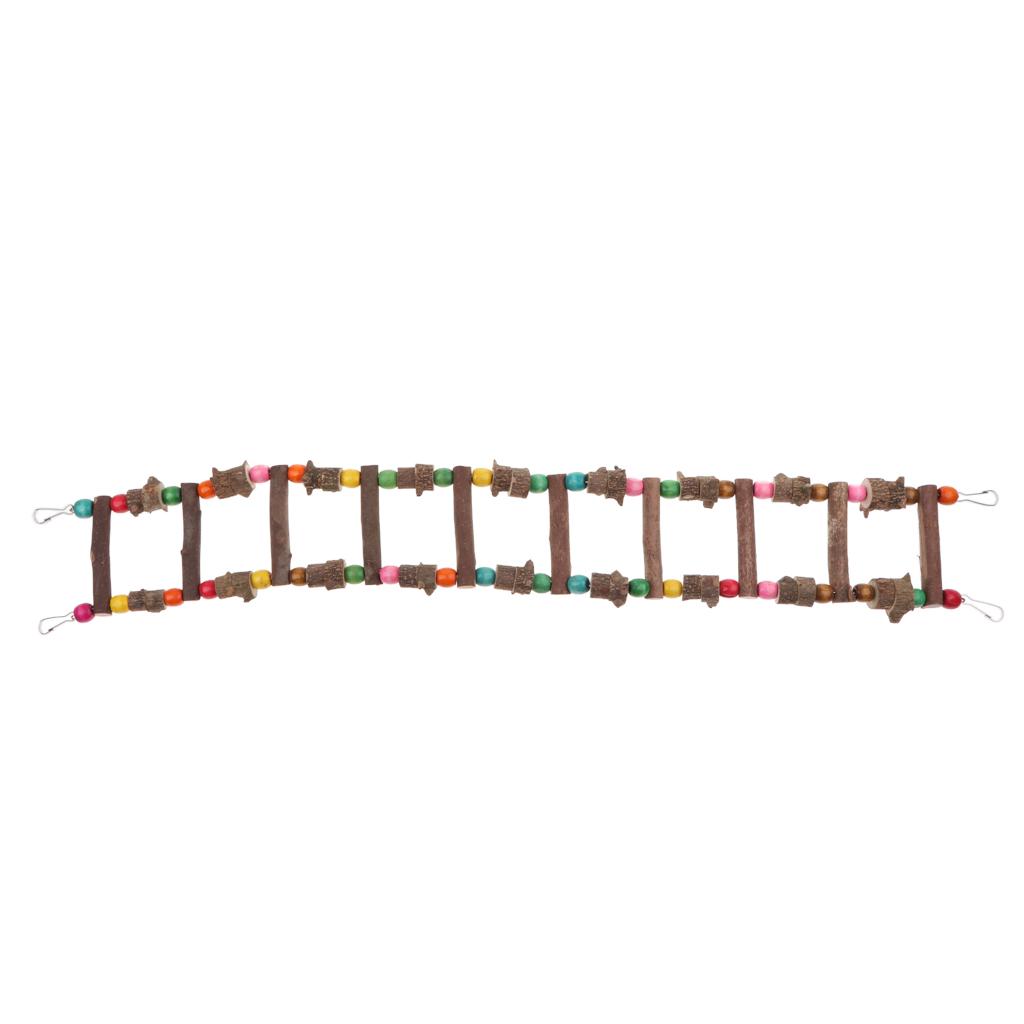 Pet Bird Parrot Toy Wooden Ladder Bridge Swings Hanging Ladders 80cm