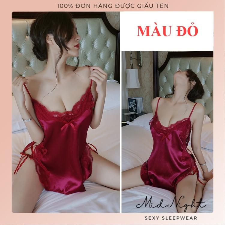 Váy Ngủ Sexy Hở Sườn Quyến Rũ Khiêu Gợi Sang Trọng Mid Night Sexy - Đồ Lót Gợi Cảm Dây Buộc Ren Cám Dỗ Đầy Kích Thích - Màu Đen