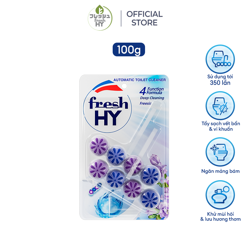 Viên Tẩy Bồn Cầu Fresh HY 350 Lần Xả, Làm Sạch Khuẩn &amp; Ngăn Ngừa Mảng Bám, Khử Mùi Và Lưu Hương Thơm Mát (2 Vỉ Treo)