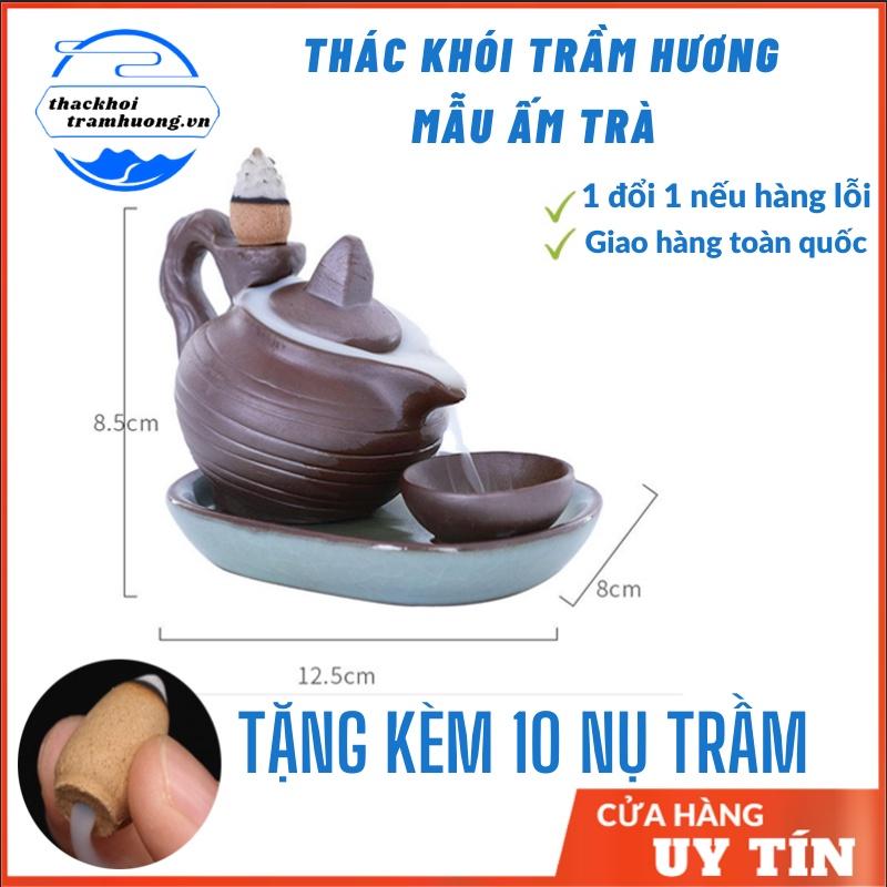 Thác khói trầm hương BỘ ẤM TRÀ Tặng 10 nụ trầm- thác khói toả ngược dùng đốt hoặc xông nụ trầm hương