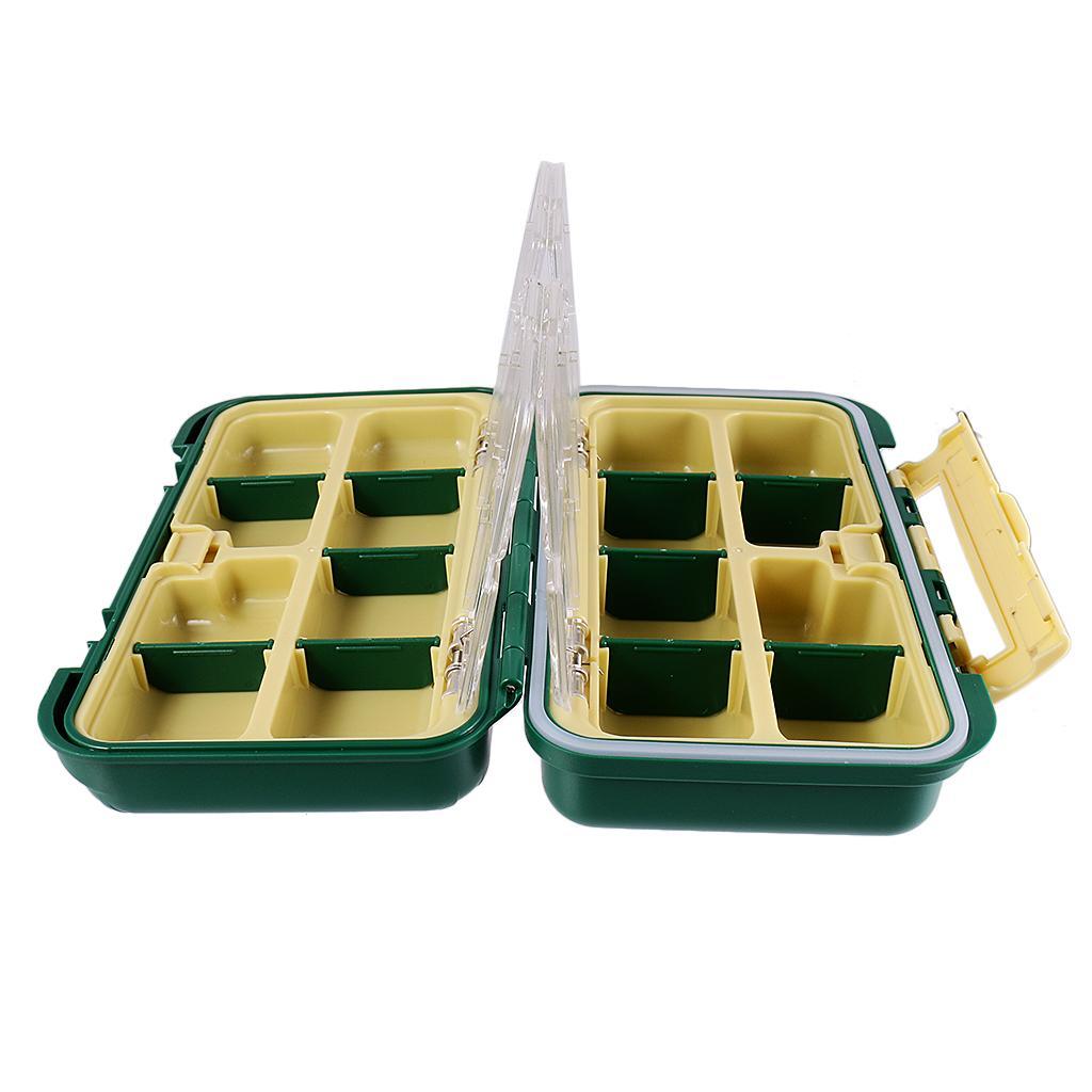 Green Double Side Plastic Fishing Tackle Box-16 slot Hooks Swivel Bead Case