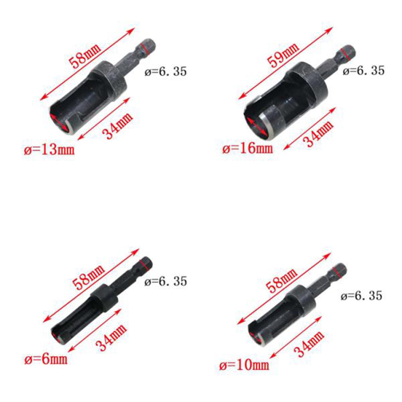 4 Pieces of Wood Plug Cutter Cutting Tool Set Hex Shank Drill Bit Set