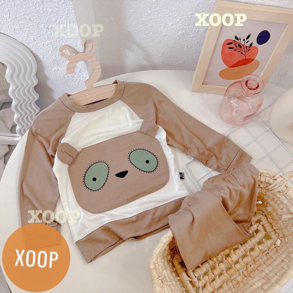 Bộ dài tay chất thun lạnh- Bộ dài tay xoop in họa tiết 2 mắt 2 tai cho bé BD12