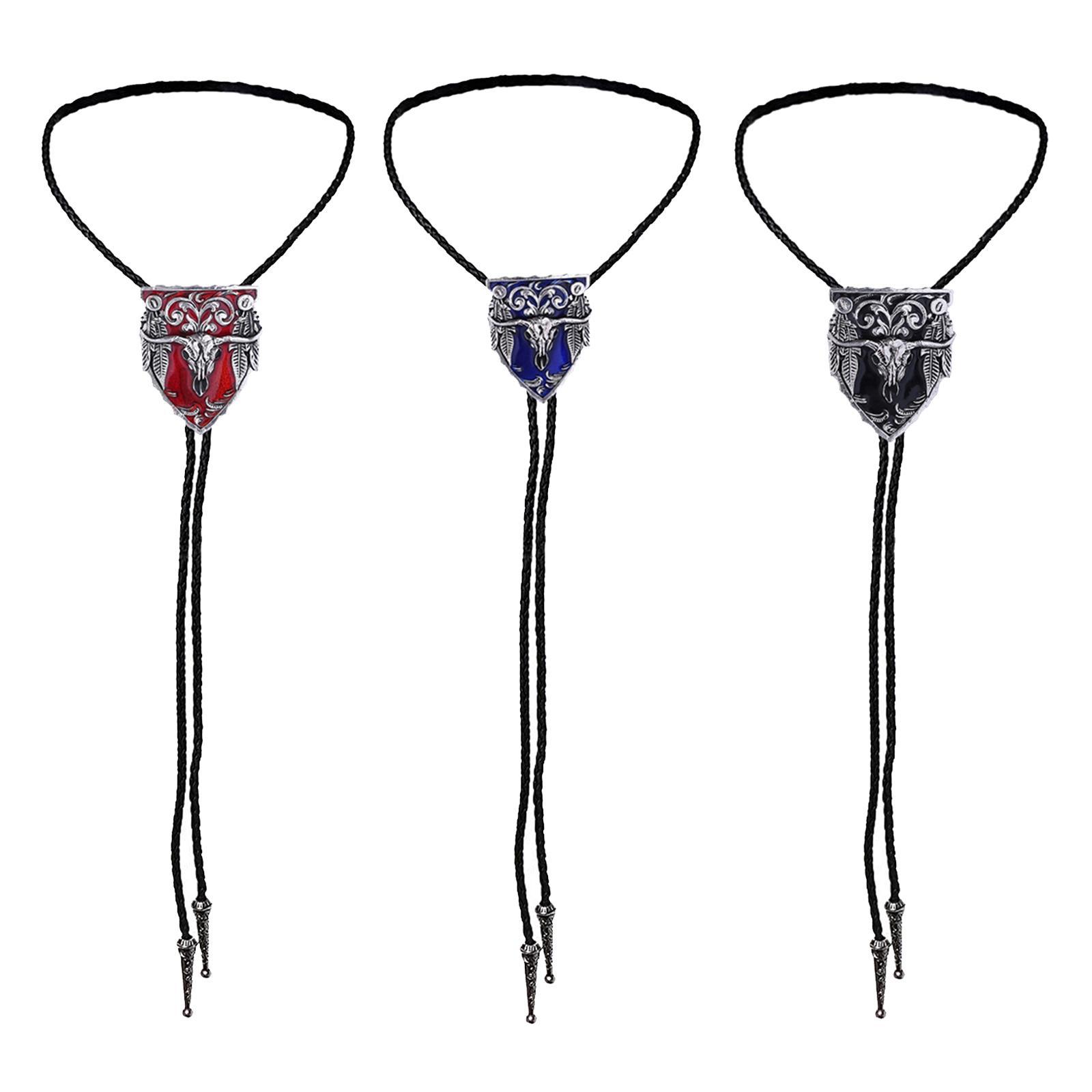 Mens Bolo Tie Necklace Pendant Fancy Charm Jewelry Fashion Accessory Black