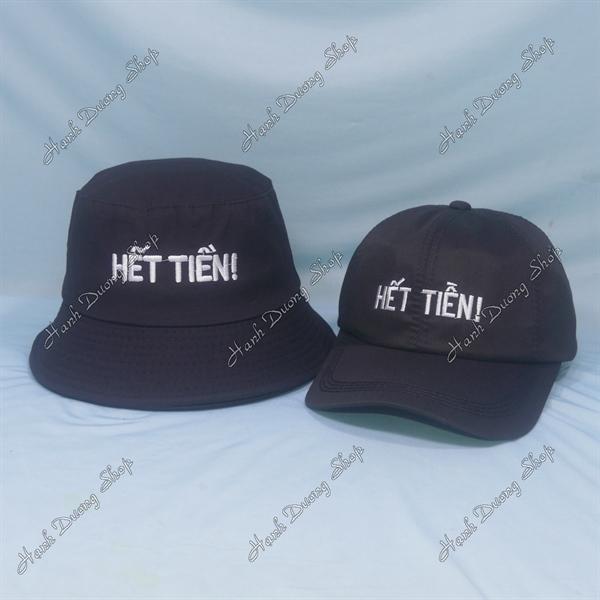 Set Nón Cặp Bucket & Cap Hết Tiền (HET01); (KHT01) - Đen