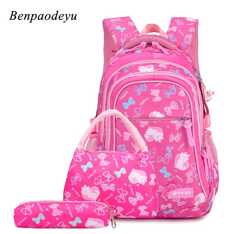 Trẻ Em Học Túi Thanh Thiếu Niên Bé Gái In Có Túi Trường Ba Lô 3 Cái/bộ Sáng Trẻ Em Ba Lô Du Lịch Dễ Thương Túi Đeo Vai