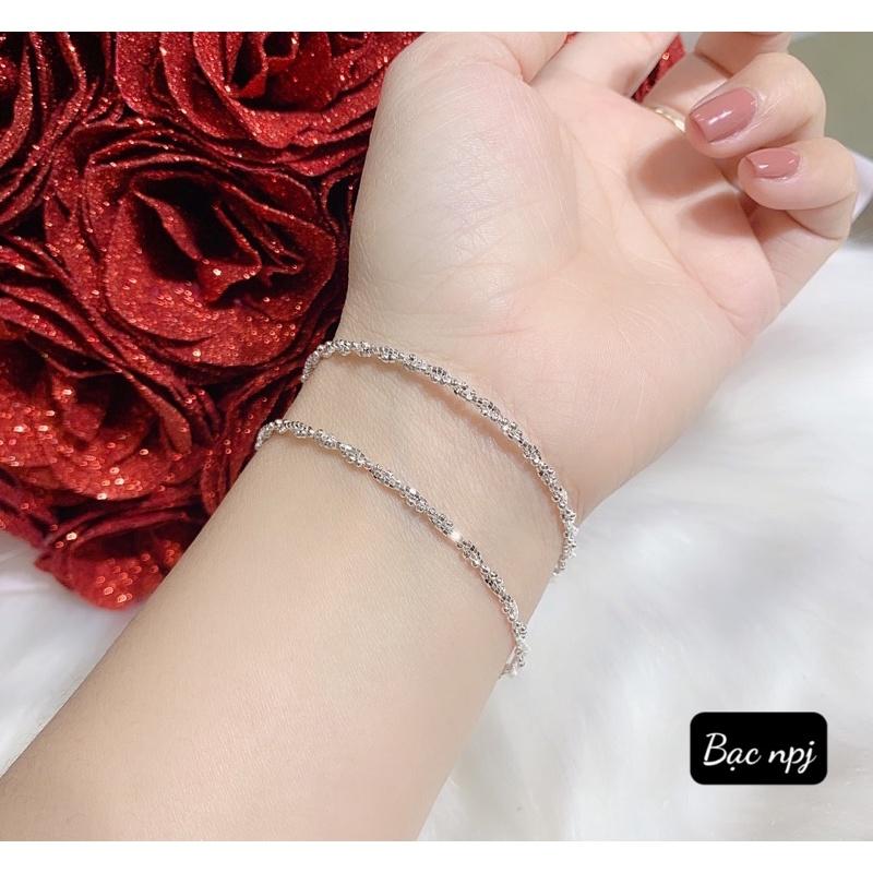Lắc Tay xoắn kép ️ XINH XẮN ️ Vòng tay cho nữ lấp lánh , sáng bóng - Bạc Npj