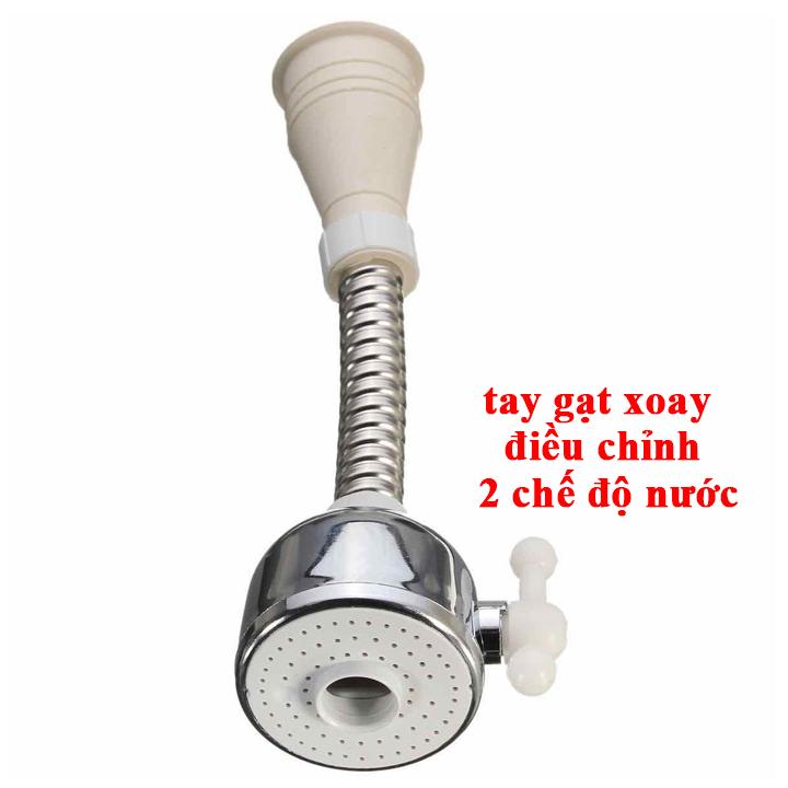 Đầu Gắn Vòi Rửa Chén Tăng Áp 2 Chế Độ Cần Lò Xo Xoay 360 Độ - Hàng Loại 1