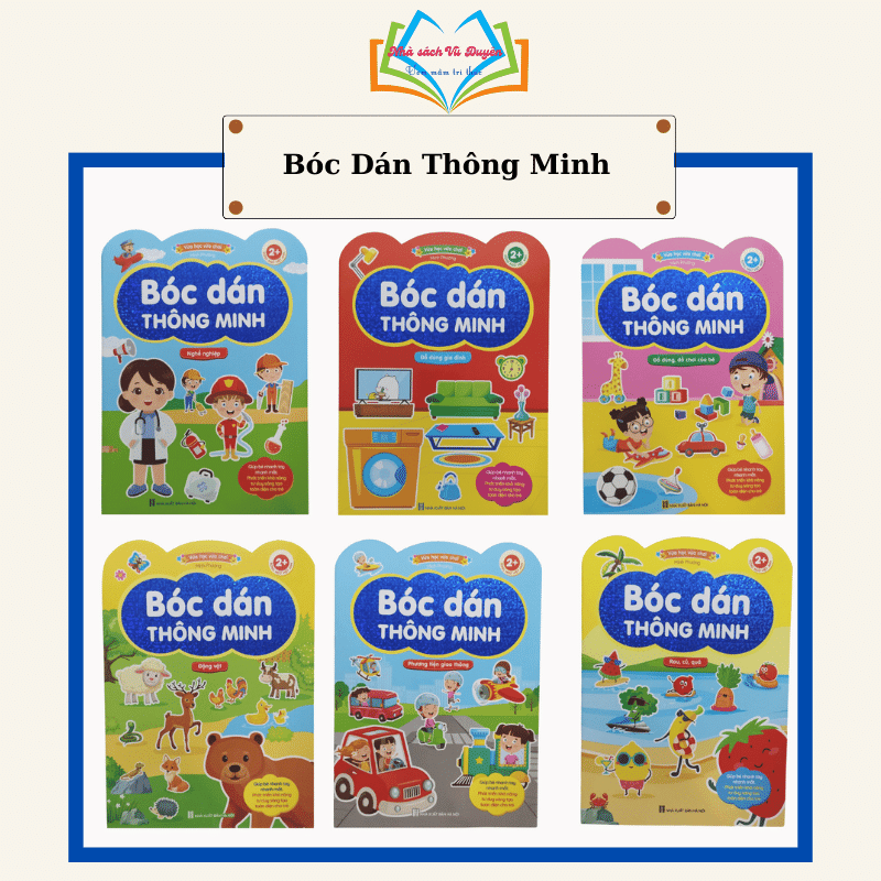 Bộ 6 cuốn 800+ Miếng bóc dán thông minh Song ngữ Việt Anh Vừa học vừa chơi Giúp bé nhanh tay nhanh mắt Phát triển khả năng tư duy sáng tạo toàn diện cho trẻ