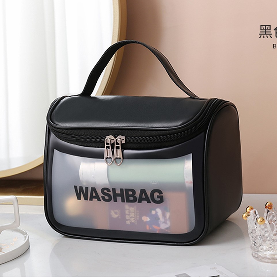 Túi đựng mỹ phẩm WASHBAG phong cách Hàn Quốc dễ thương, xinh xắn, có quai xách cao cấp, màu thời trang