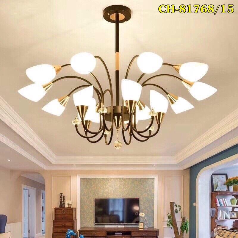 Đèn Chùm Hiện Đại 15 Bóng_có Quà Tặng - CH81768-15 - đèn chùm bông hoa 15 tay0