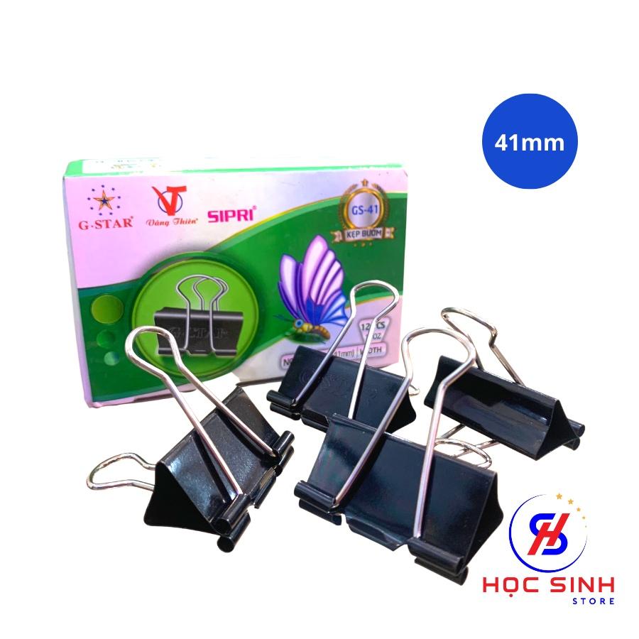 Hộp 12 Cái Kẹp Bướm 41mm Đen Gstar Size Lớn Kẹp tài liệu