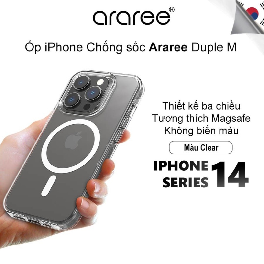 Ốp Lưng Chống Sốc ARAREE Duple M Clear Dành Cho iPhone 14 / 14 Plus / 14 Pro / 14 Pro Max - Hàng Chính Hãng