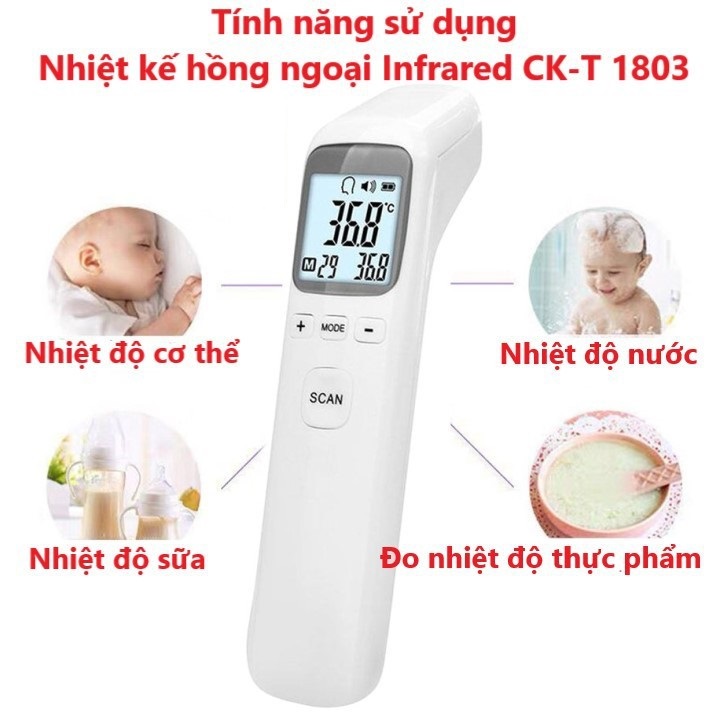 Nhiệt kế điện tử hồng ngoại đo nhiệt độ cơ thể, nhiệt độ nước, nhiệt độ phòng... CK-T1803