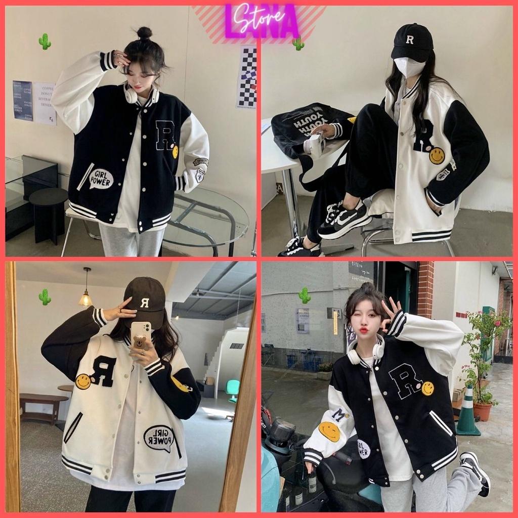 Áo Khoác Bomber Varsity Jacket in chữ R Girl Power cá tính form Unisex