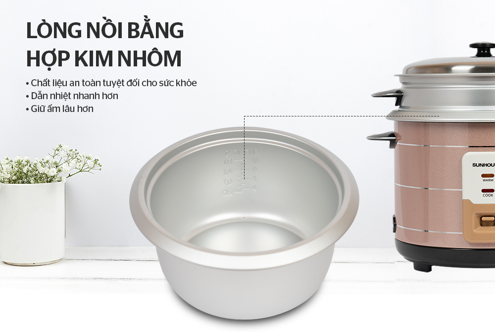 Nồi Cơm Điện Nắp Rời Sunhouse SHD8135 (2.2L) - Hàng chính hãng