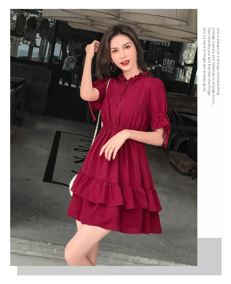 CHENGRUI Đầm voan nữ mùa hè 2023 váy mùa hè nữ sinh phiên bản Hàn Quốc lỏng lẻo nhỏ lưới váy nàng tiên đỏ