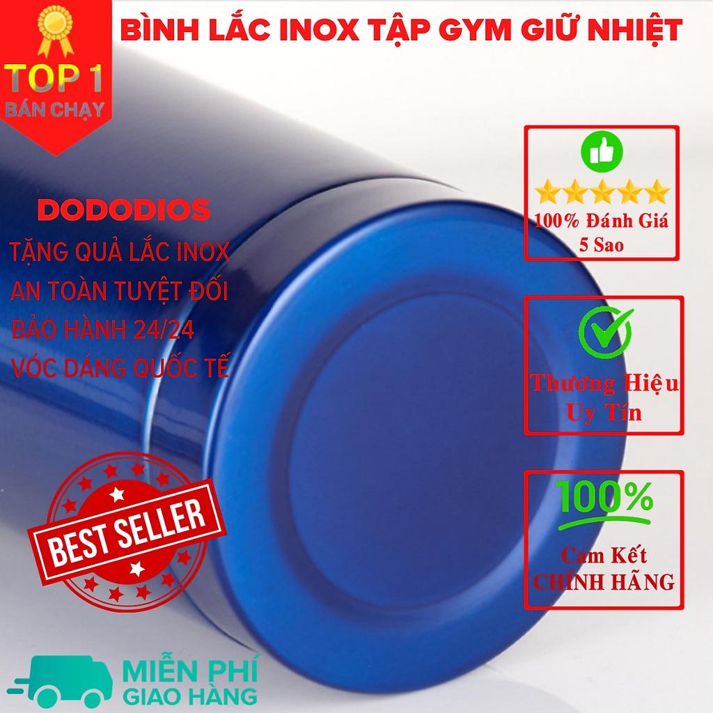 bình lắc gym shaker, bình nước thể thao inox giữ nhiệt + Tặng quả lắc - Màu Đen