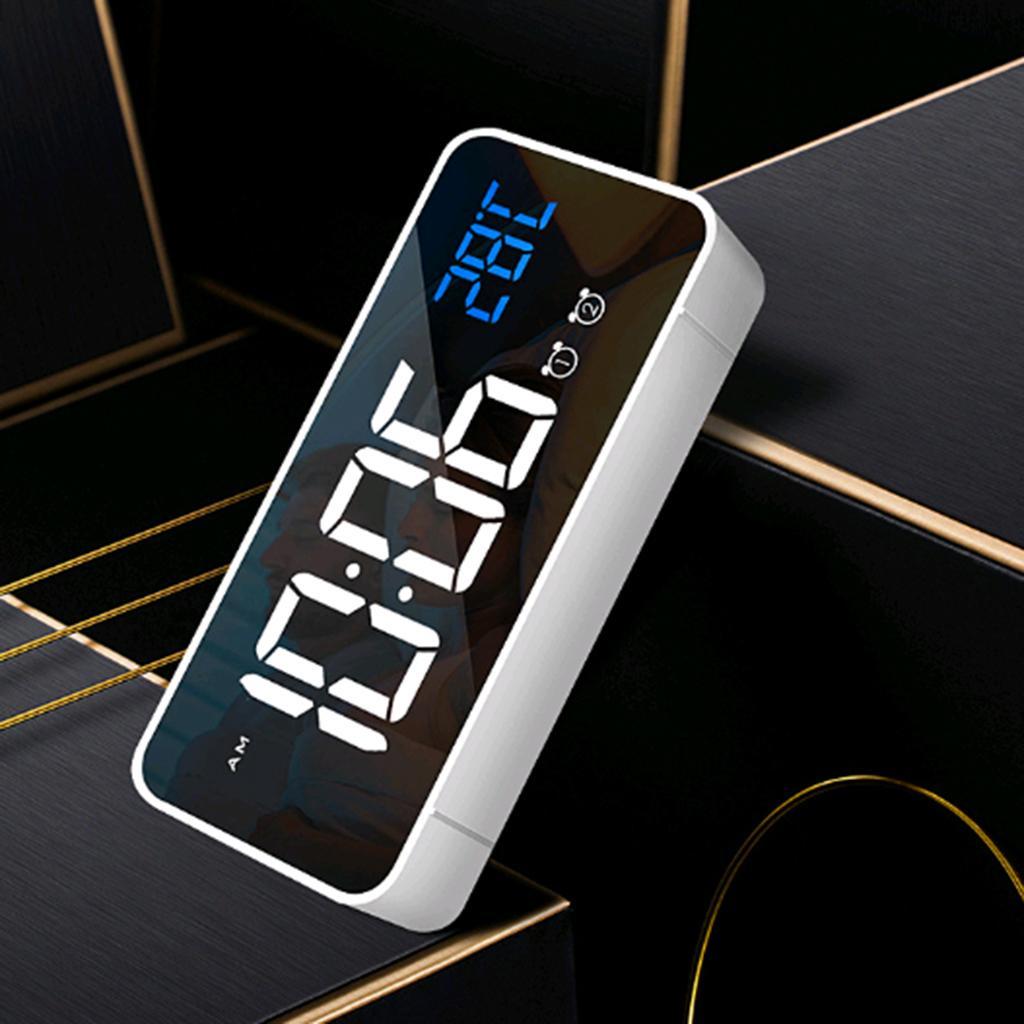 2xFull LED HD Digital Bedside Clock Mirror Alarm Clock School Clock