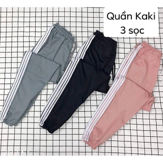 Quần jogger kaki ba sọc nam nữ