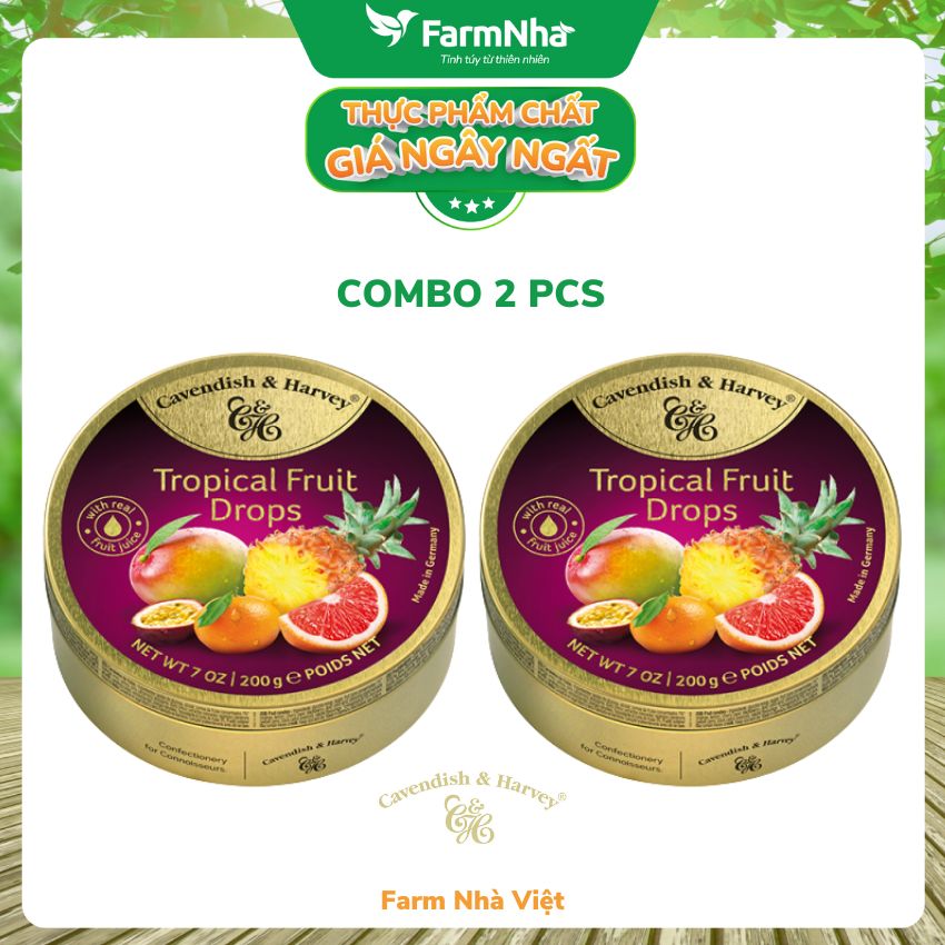 (Combo 2 hộp) Kẹo trái cây Cavendish &amp; Harvey vị TROPICAL FRUIT 200gr - Hương vị tự nhiên tuyệt vời từ Đức