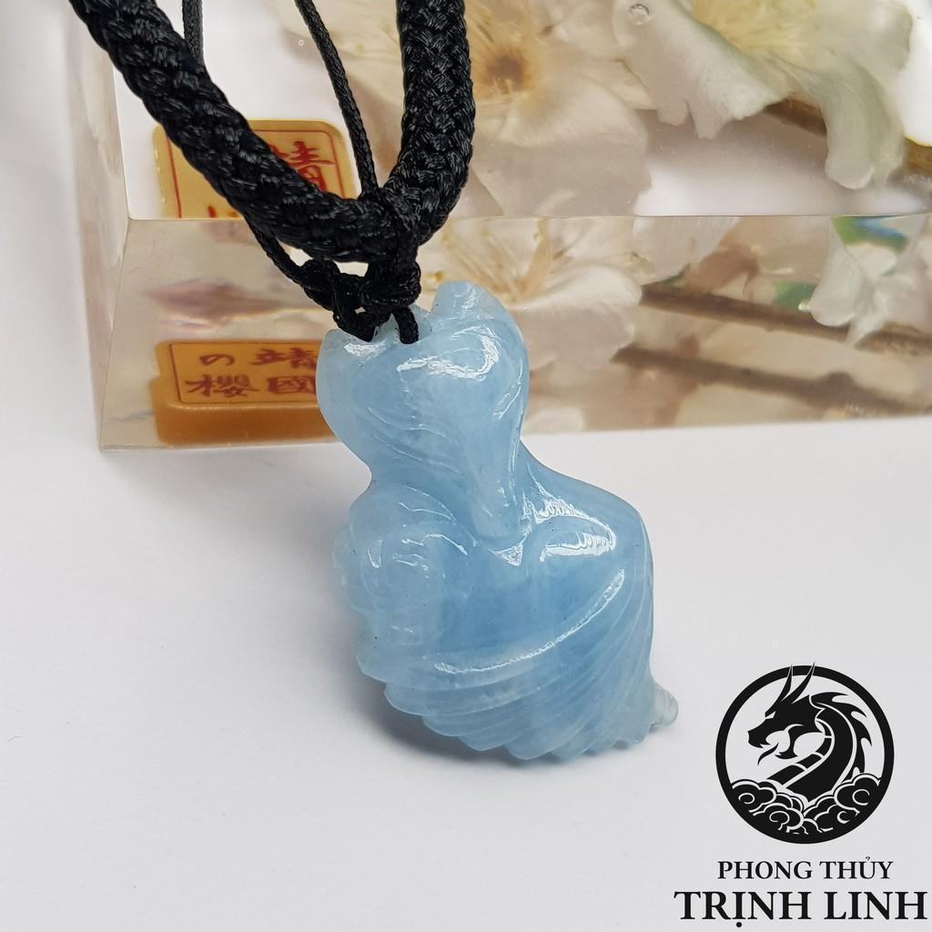 VÒNG CỔ CỬU VỸ HỒ LY ĐUÔI VŨ ÔM HOA XANH BIỂN 3CM