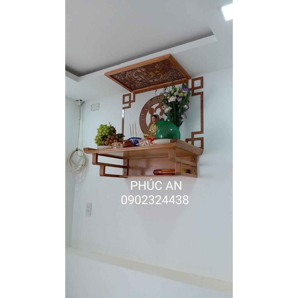 Mẫu bàn thờ phật treo tường tphcm mã 3LH80CV Size 81 x 48 trọn bộ đầy đủ y như trong hình