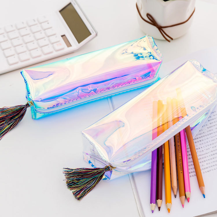 Túi bút hologram trơn đầy màu sắc