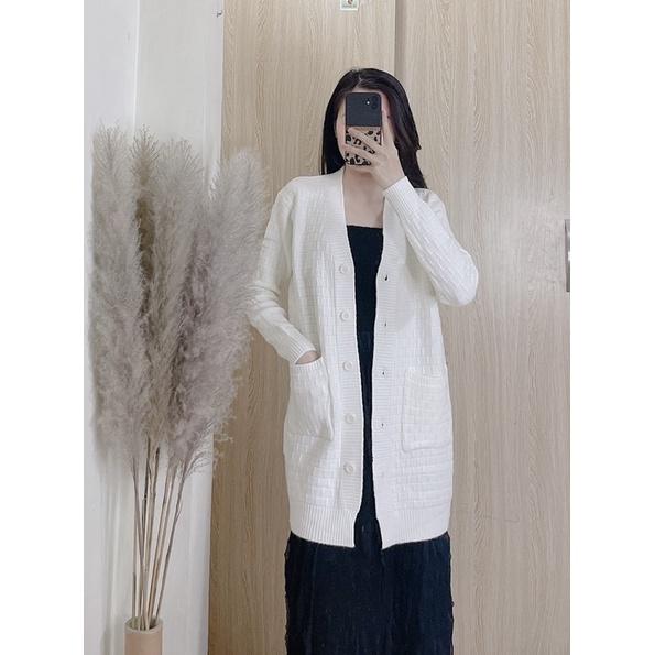 (Ảng Thật) Áo Khoác Cardigan Len Dài Tay Dễ Thương, Áo Len Dài Tay Dáng Dài