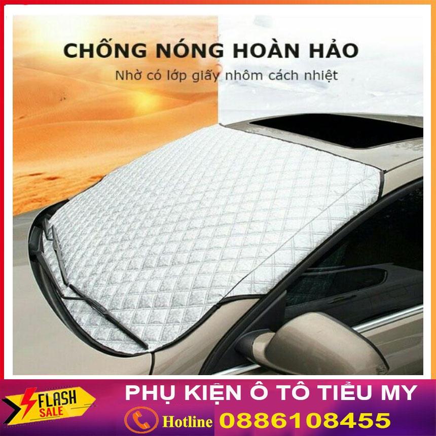 Bạt phủ kính lái ô tô 4 lớp PHỦ TRÁNG NHÔM cao cấp chống nắng, chống gió