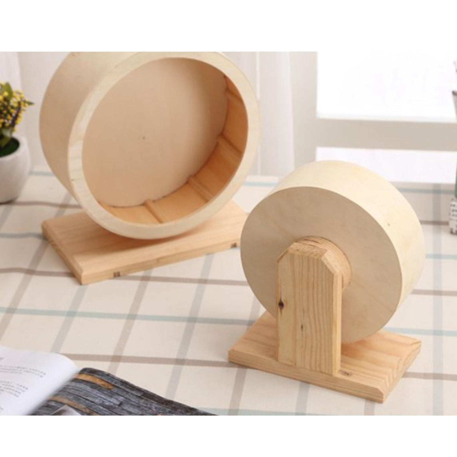 Round Wooden Quiet Hamster Running Exercise Wheel Mouse Rat Small Pet