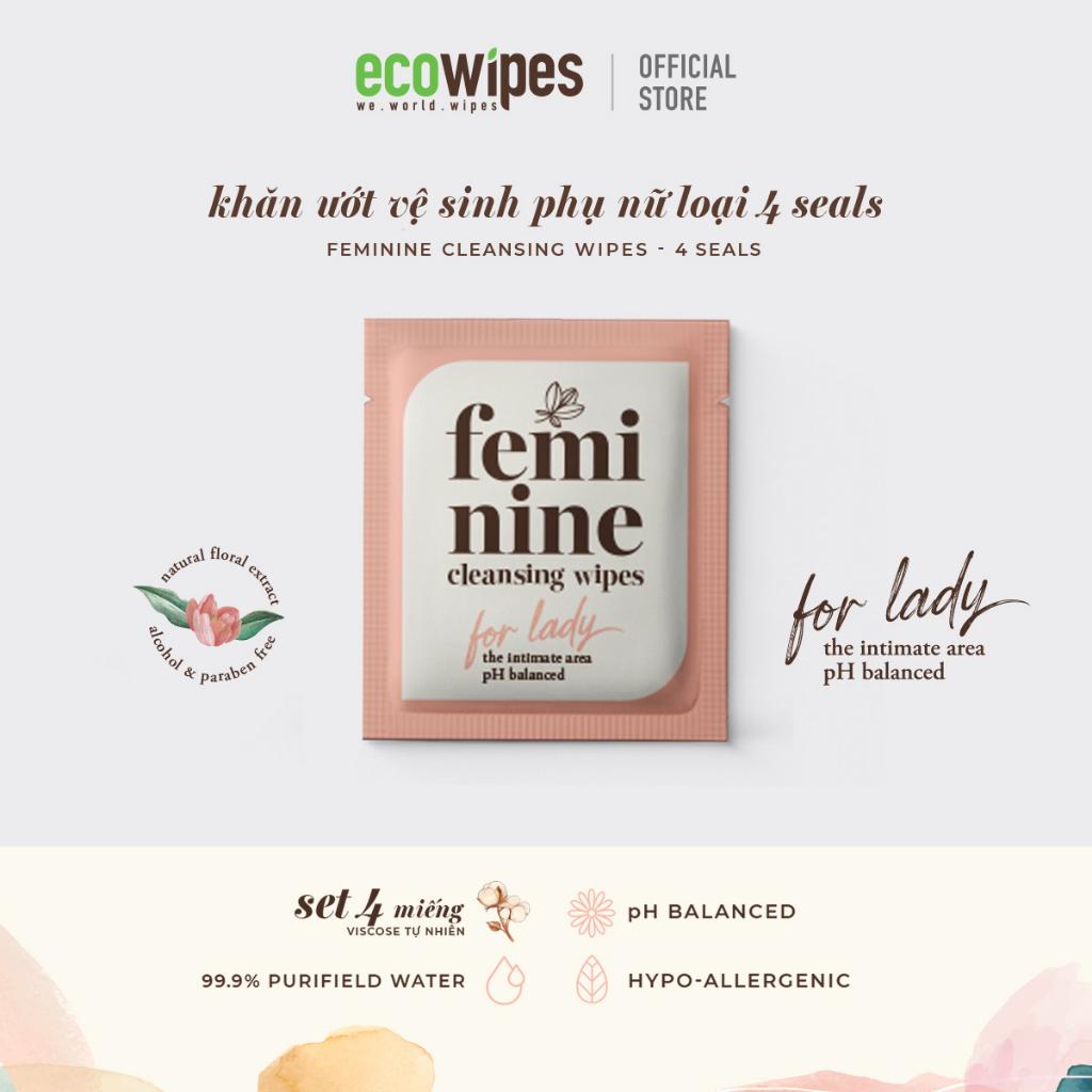 Combo 05 gói khăn giấy ướt phụ khoa Ecowipes travel size vệ sinh cá nhân phụ nữ hương Daisy size 15x20cm nhỏ gọn bỏ túi