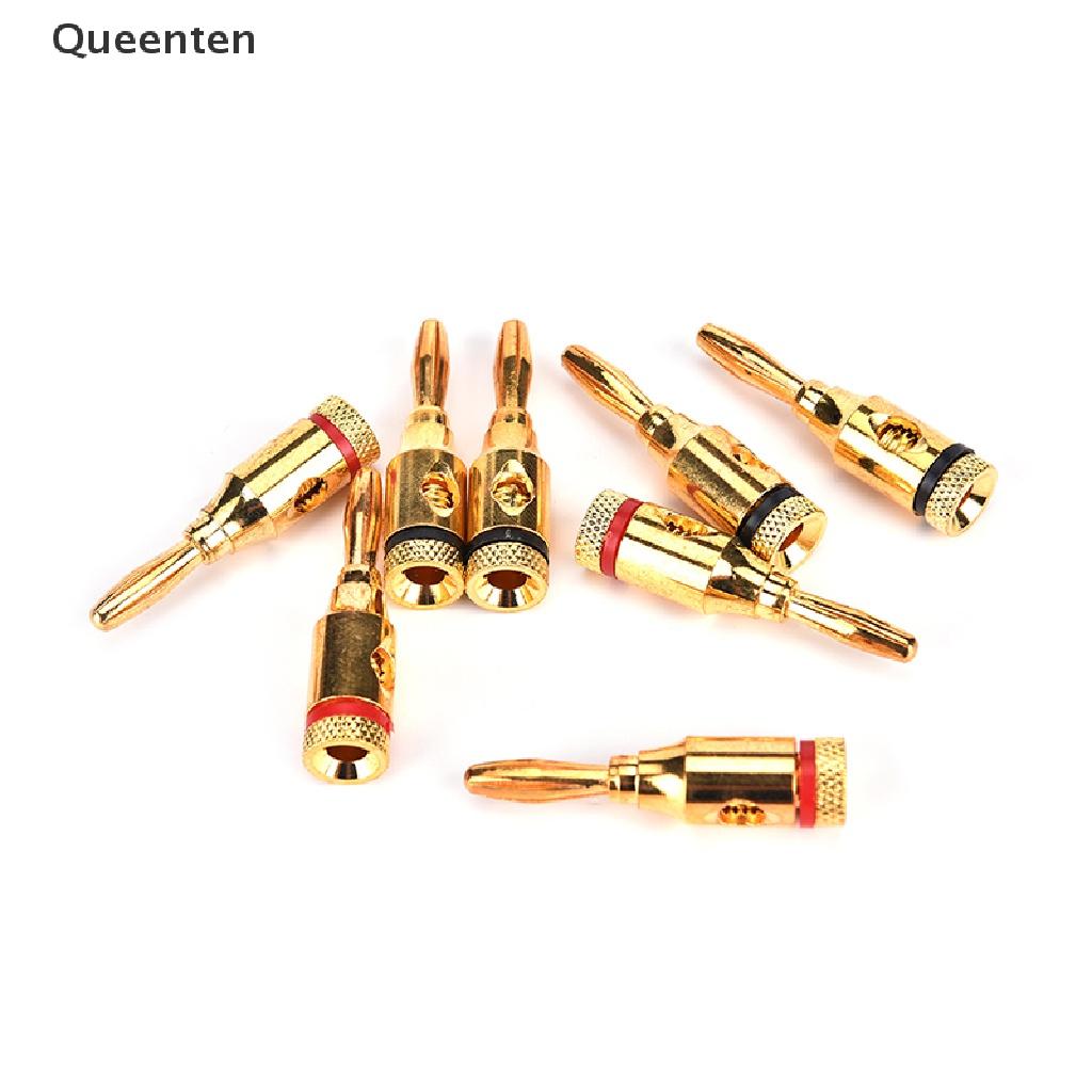 Queenten 8 Pcs Gold Plated Musical Speaker Cable Wire Screw Metal Banana Plug Connector  QT