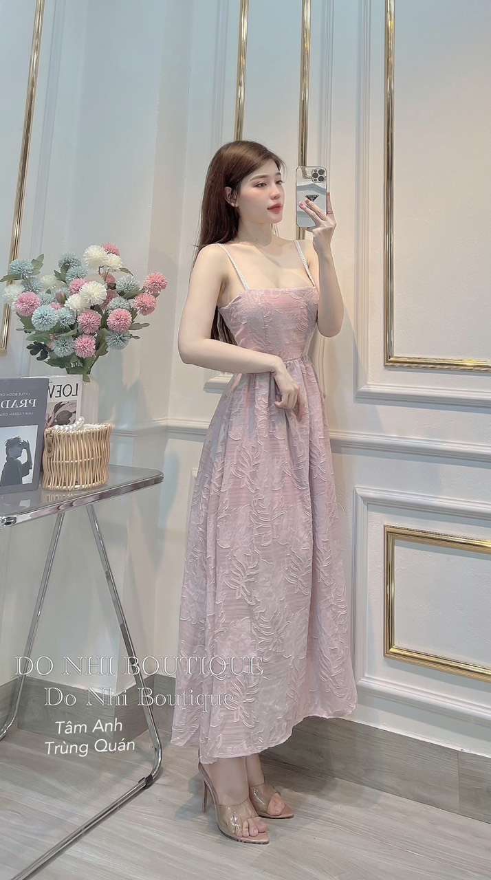 Váy maxi dây ngọc 3 màu sang chảnh