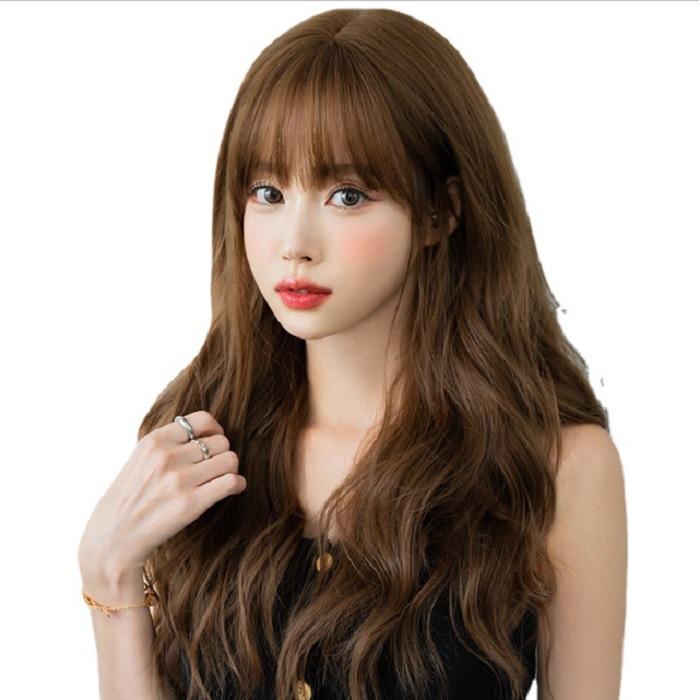 Bộ tóc giả nữ Hàn Quốc nguyên đầu màu nâu , vàng + tặng kèm lưới ONLINE_SHOPPING_1102