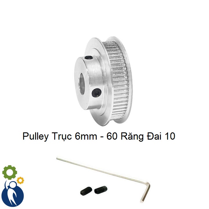 Buly, Puly, Pulley Trục 6mm - 60 Răng Đai 10, sử dụng với dây đai 2GT-10mm