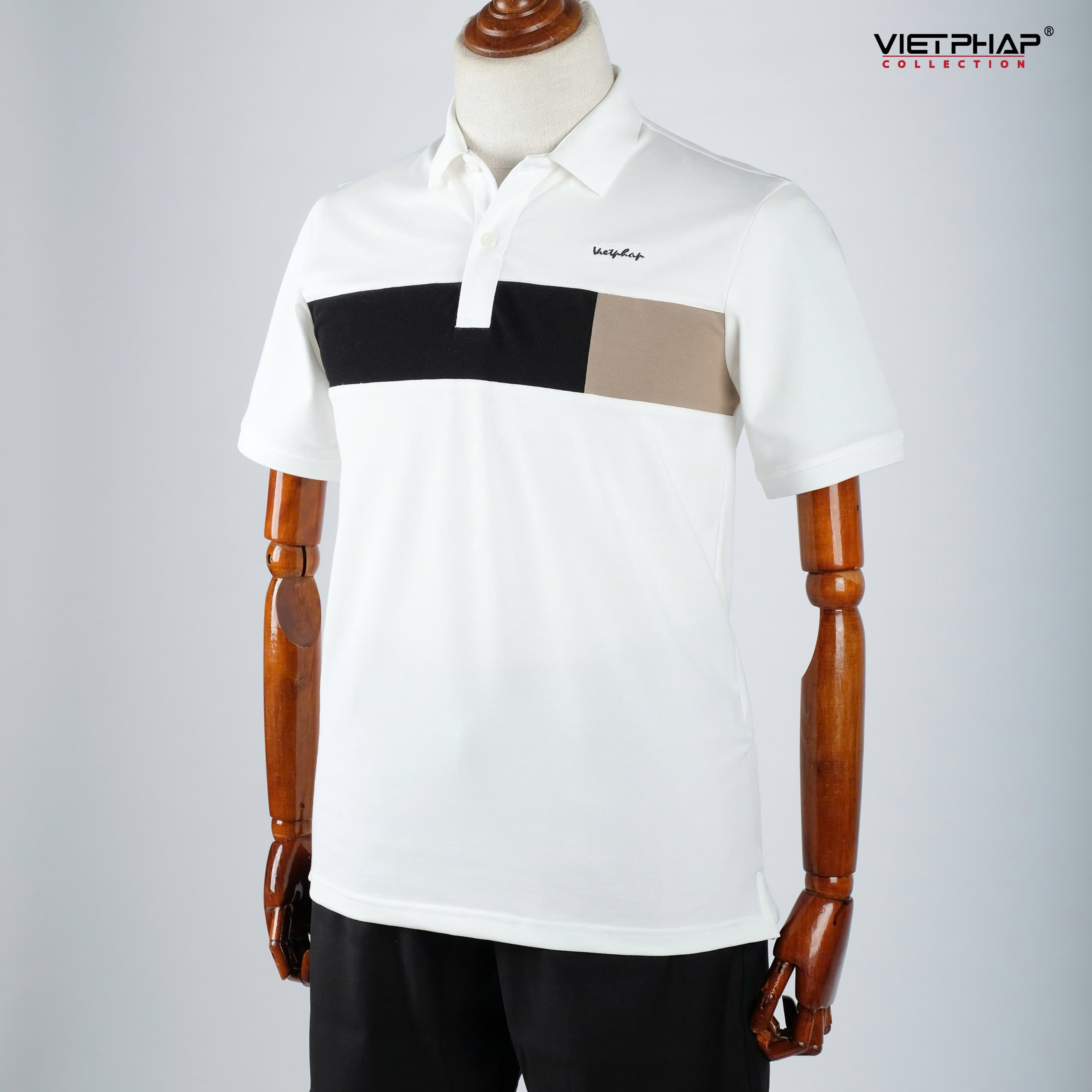 Áo Polo Nam VIỆT PHÁP Form Basic Chất liệu Cotton Pique co giãn thấm hút mồ hồi tốt 3403