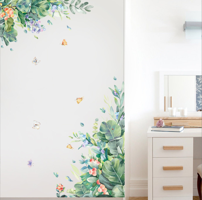Decal trang trí tường - Bụi hoa leo tường