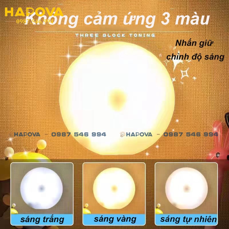 Đèn ngủ Cảm Ứng HAPOVA 6514 Chuyển Động, Đèn Led Thông Minh Dán Tường Không Dây, Góc Cảm Ứng Rộng, Gắn Tường Nhà Bếp