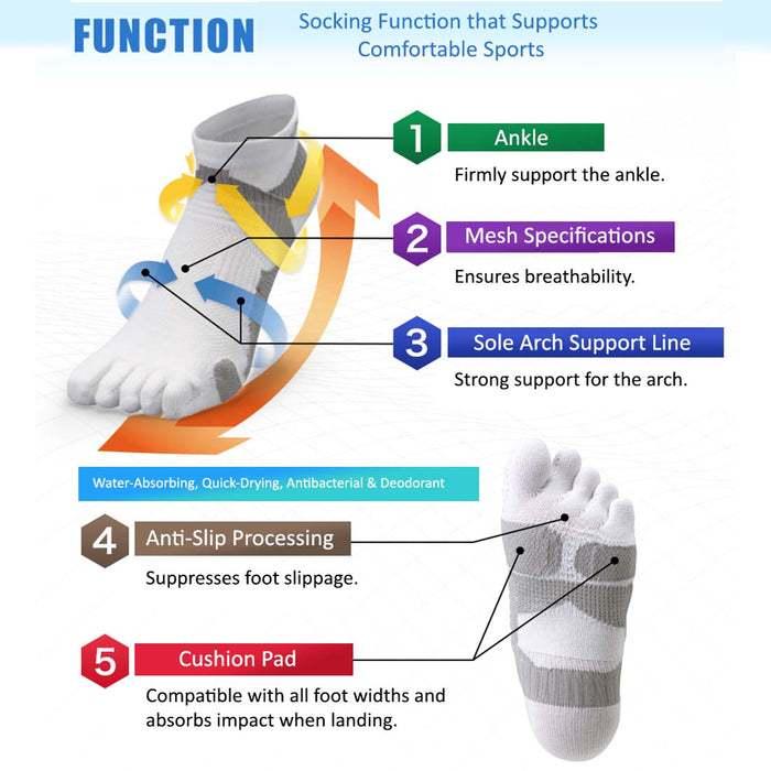 Tất thể thao cổ ngắn Phiten sport socks (socking) - Đen xỏ ngón