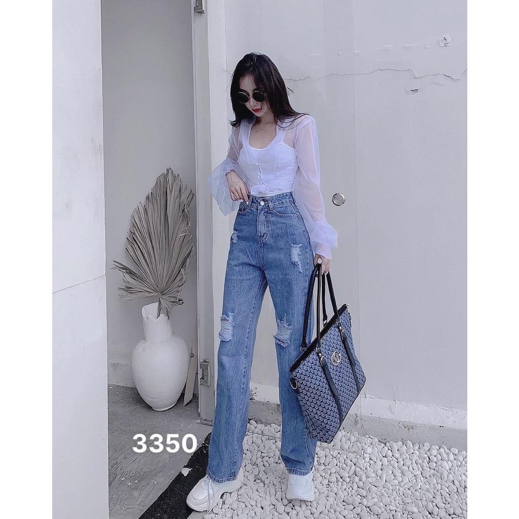 Quần jean nữ - Quần baggy nữ cao cấp dáng suông phong cách Ulzzang chất liệu bò dày dặn