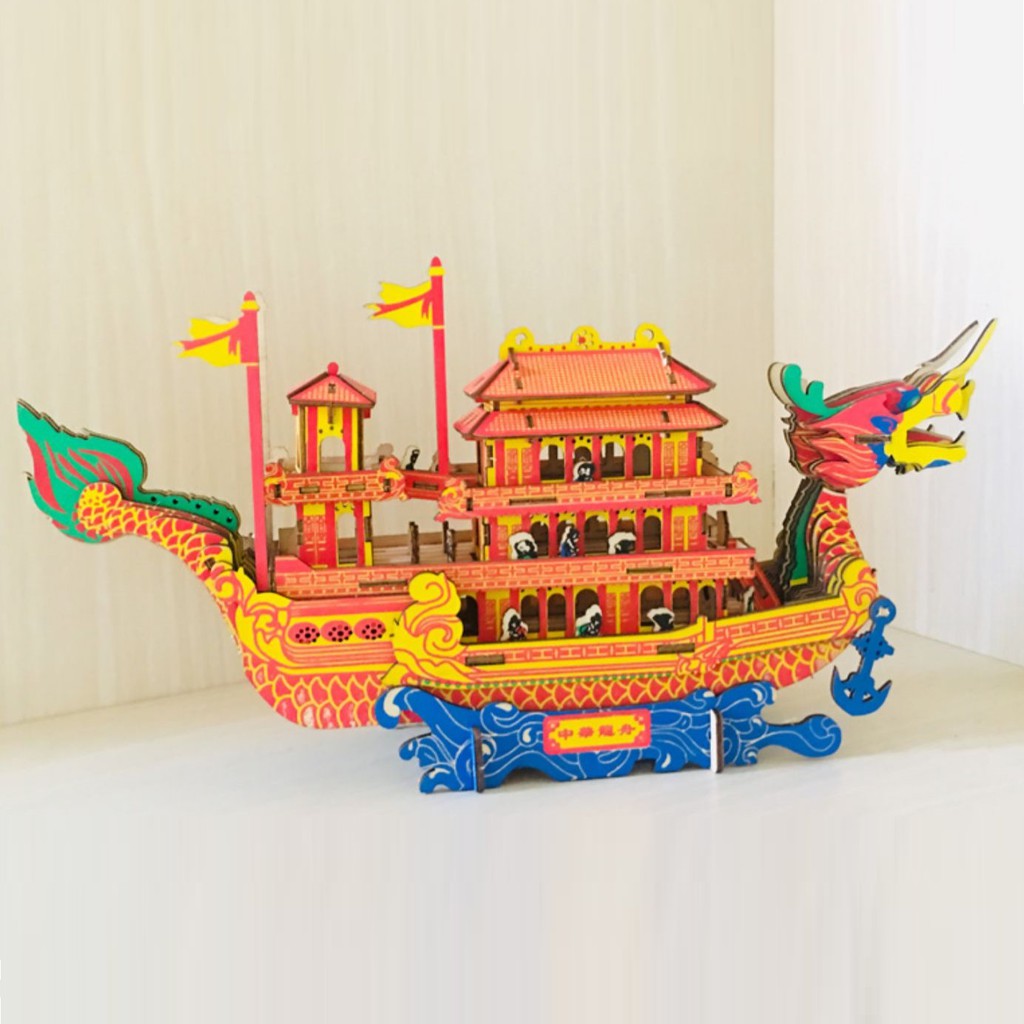 Đồ chơi lắp ráp gỗ 3D Mô hình Thuyền Rồng Dragon Boat HG-A014