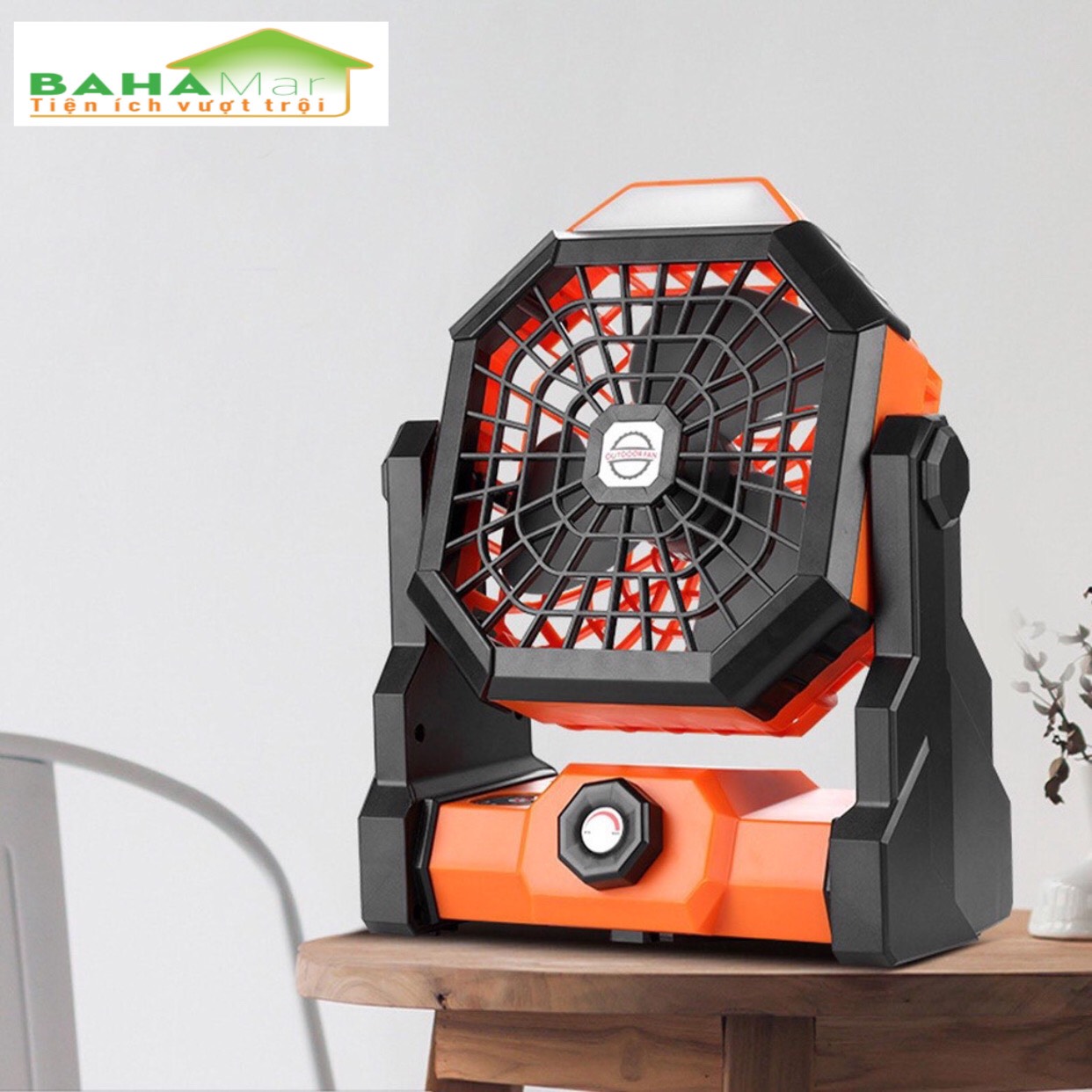 QUẠT DI ĐỘNG SẠC ĐIỆN ĐIỀU CHỈNH TỐC ĐỘ VÔ CẤP CÓ TÍCH HỢP ĐÈN LED "BAHAMAR" có thể được sử dụng trong cắm trại và ngoài trời