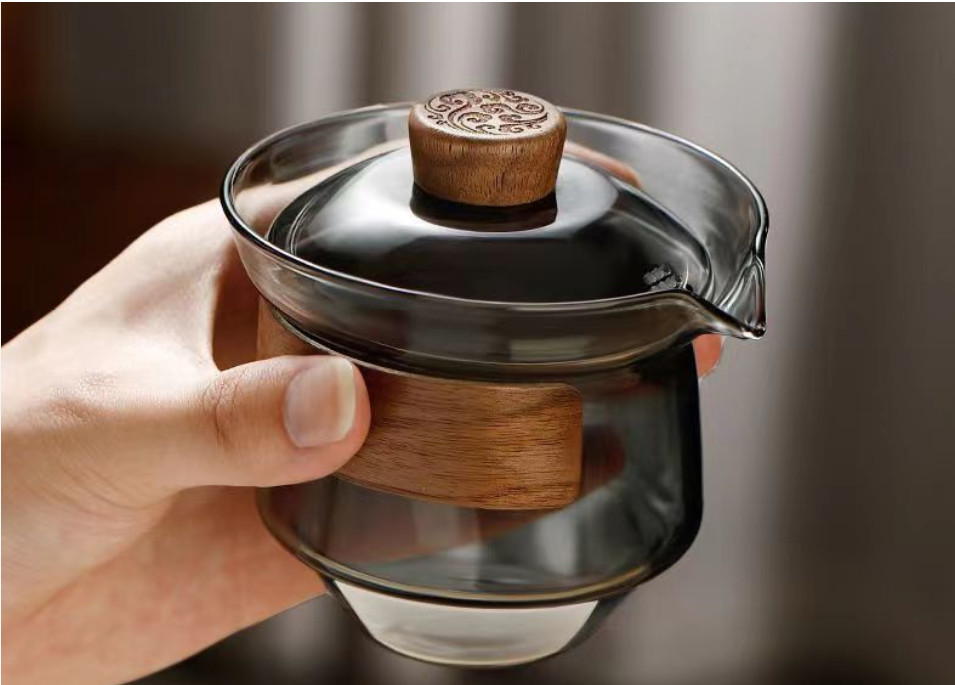 Chén khải tiềm trà thủy tinh chống bỏng tiện dụng