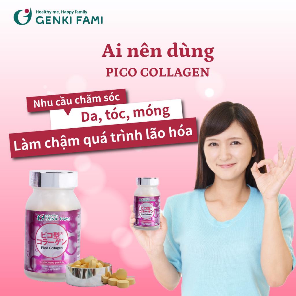 Viên Uống Hỗ Trợ Trẻ Hóa Da Pico Collagen Genki Fami, Hộp 180 viên