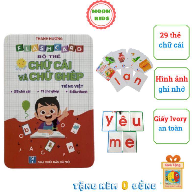 Bảng chữ cái, chữ ghép tiếng Việt 29 thẻ Flashcard giúp bé nhận biết mặt chữ hiệu quả