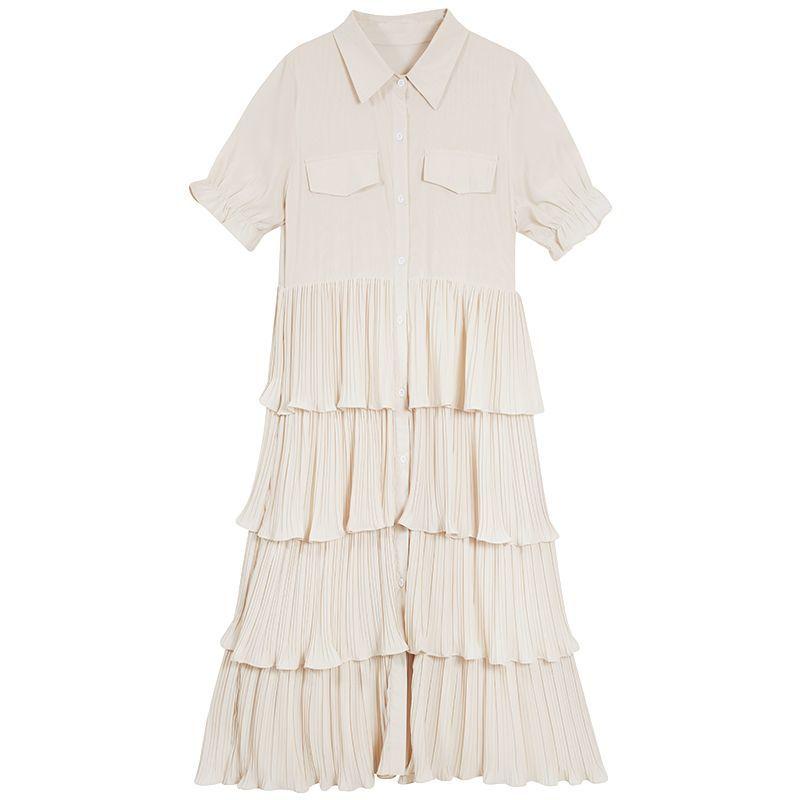 SHUANGYAN Blue Sea Yueno Fairy Mori Dress Platterone váy mối tình đầu màu đỏ 2023 mùa hè khí chất bánh váy chiffon đầm