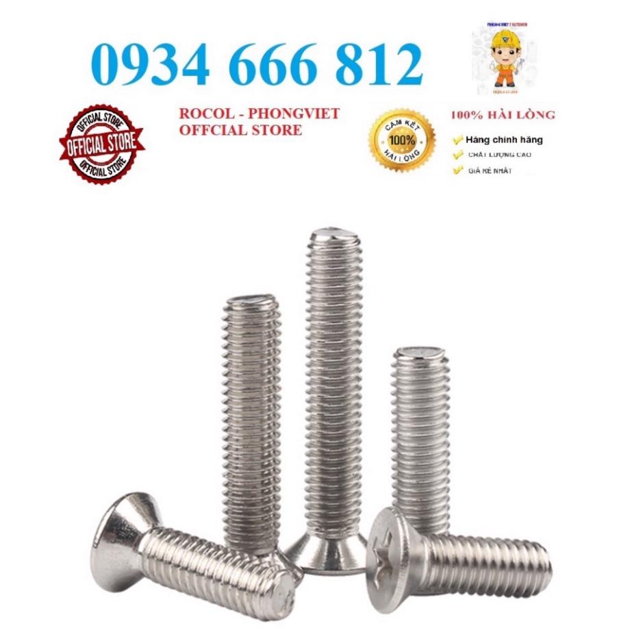 Combo 50c Vít pake Đầu Bằng INOX 304 M6, M6X12, M6X16, M6X20, M6X25