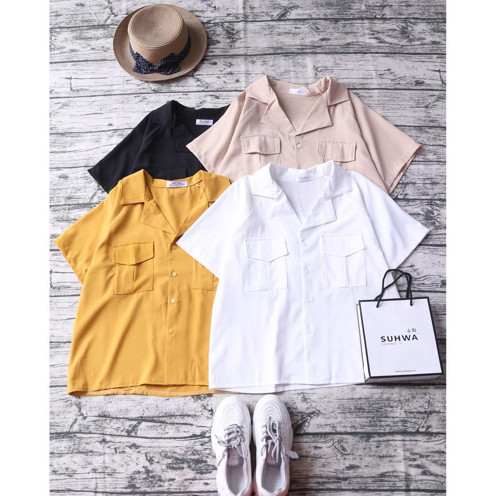 ÁO SƠ MI CỔ VEST PIJAMA CÓ TÚI TAY CỘC