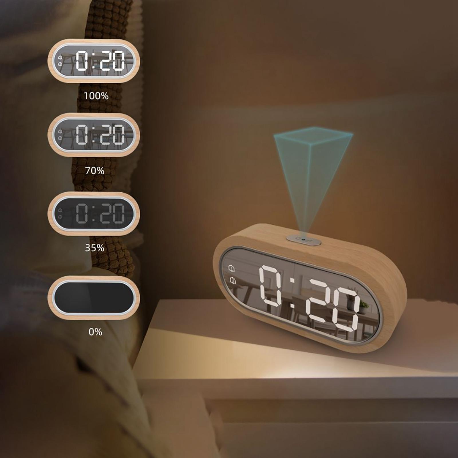Alarm Clock, Snooze LED Display Dimmer Thermometer, Battery Powered USB Dual Alarm Clock for Desktop